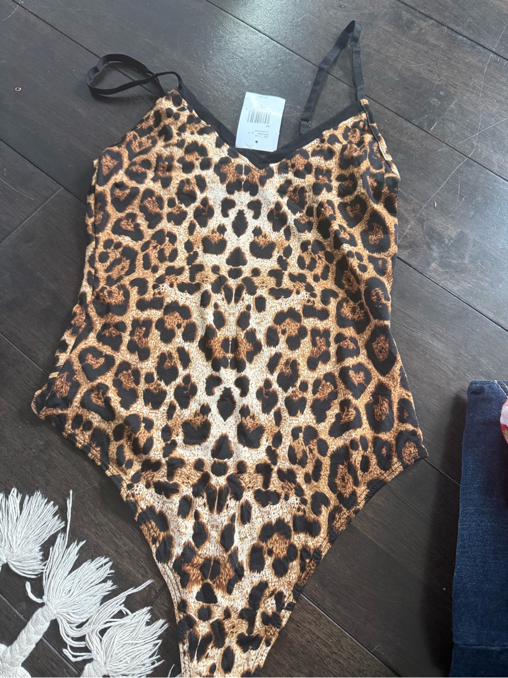 Guess Leopard Print Cami Bodysuit - Brown & Black